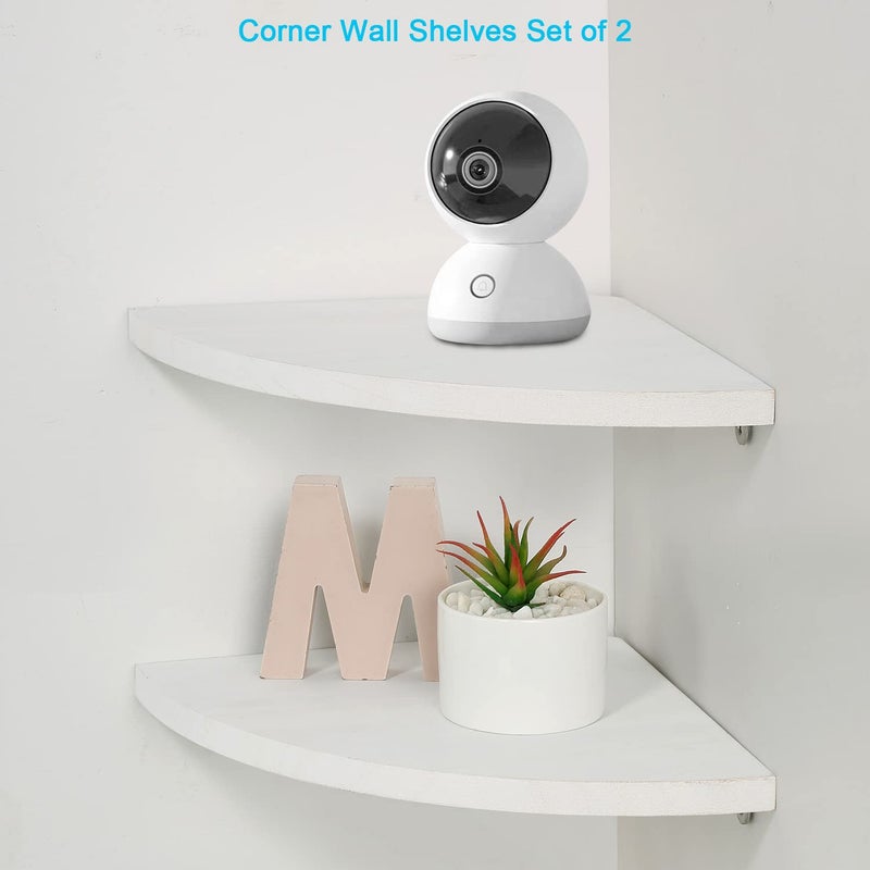 JORIKCHUO 10 inch Corner Wall Shelf Set of 2  Solid Wood Corner Floating Shelves for Wall  Round End Wall Mounted Floating Shelf for Bedroom  Living Room and Kitchen (White-10 inch) - Image 2